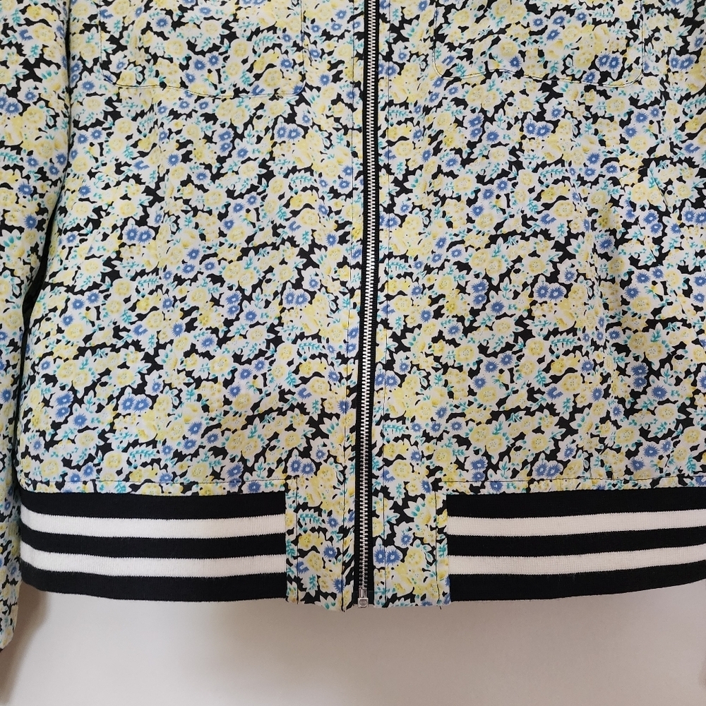 Equipment Abbott Bomber Jacket Coat Zip Up Pure Silk Floral Flowers Size XS - Picture 6 of 16